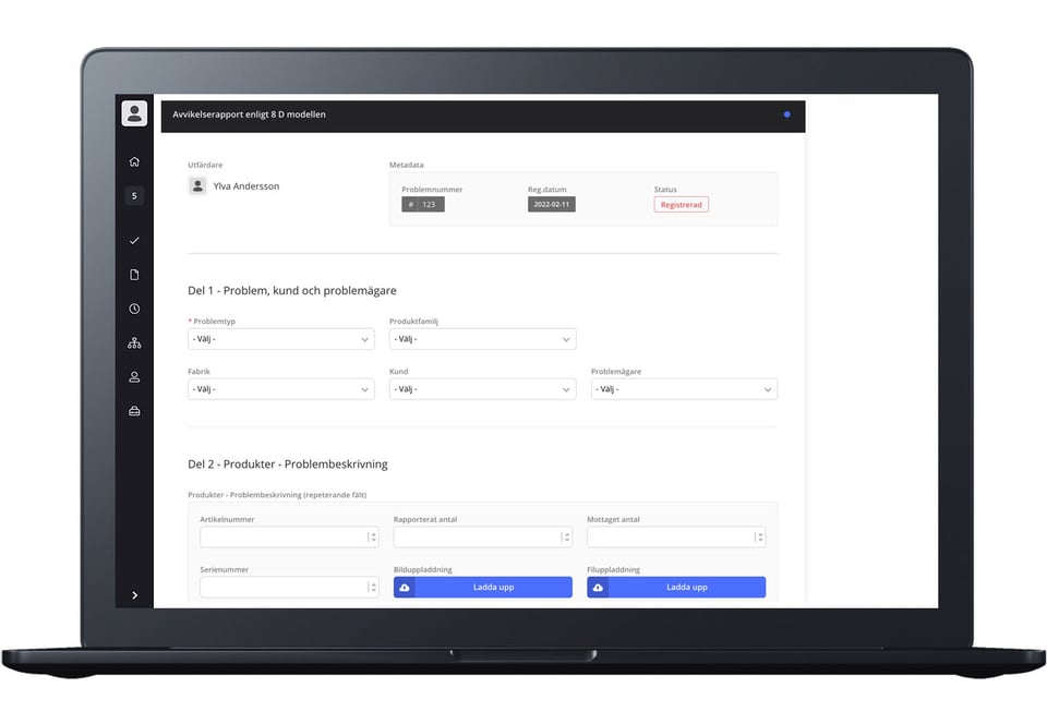 Avvikelserapport enligt 8D modellen i AM System - Exempel
