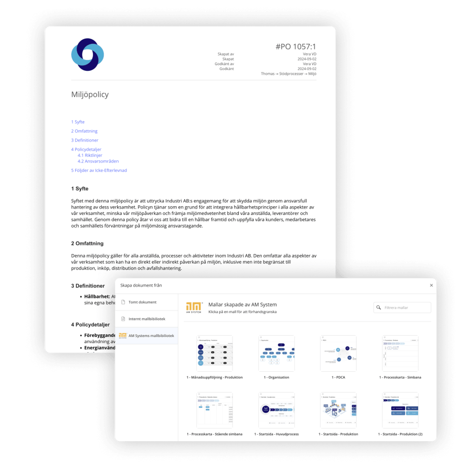 Mallar av policy och styrande dokument. Anpassa till er och dela internt.